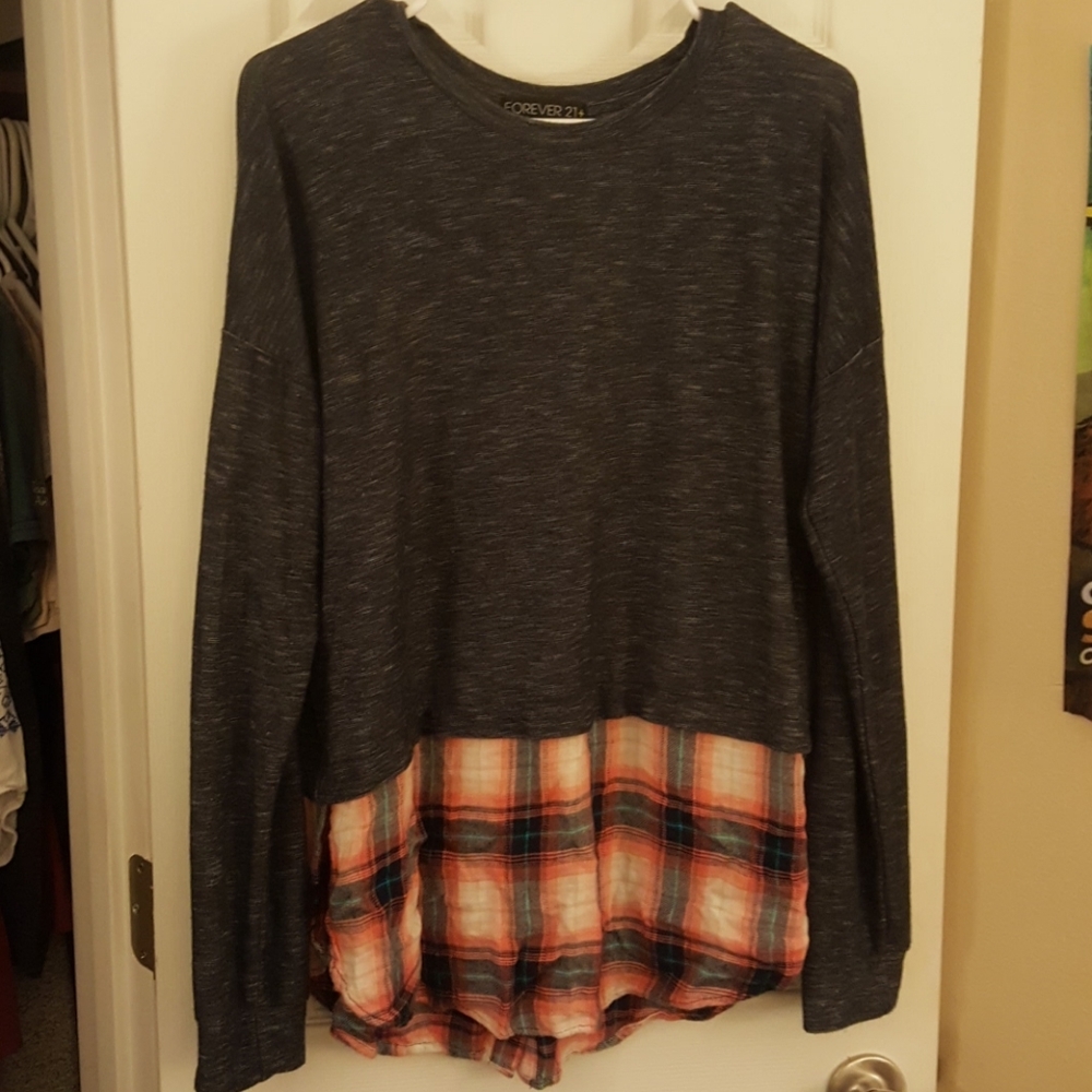 Plus size flannel sweater long sleeve